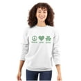 thumbnail image 1 of Peace Love Irish St Pattys Day Clover Women Crewneck Sweatshirt Brisco Brands L, 1 of 6