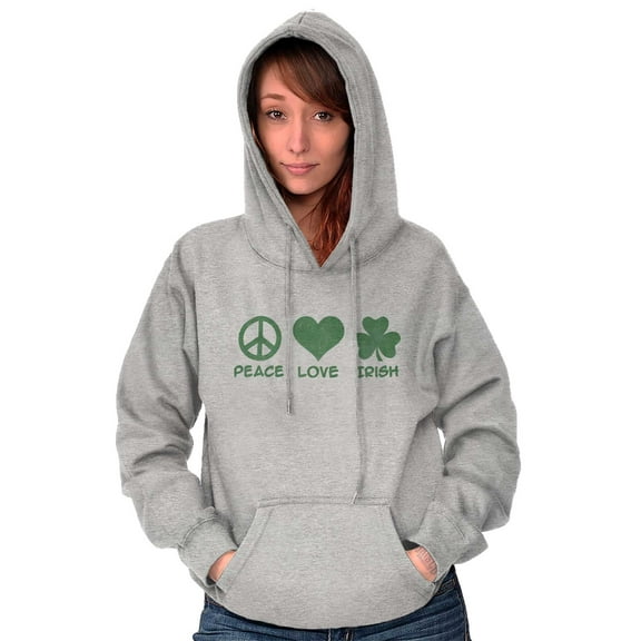 Peace Love Irish St Pattys Day Clover Women Plus Size Graphic Pullover Hoodie Brisco Brands 4X