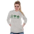 thumbnail image 1 of Peace Love Irish St Pattys Day Clover Women Plus Size Long Sleeve Graphic Tee Brisco Brands 2X, 1 of 3