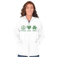 thumbnail image 1 of Peace Love Irish St Pattys Day Clover Zip Hoodie Sweatshirt Women Brisco Brands X, 1 of 6