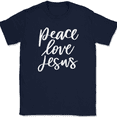thumbnail image 1 of Peace Love Jesus T-Shirt Christian Jesus Praise Worship God Faith Text Tee - Navy, S, 1 of 1