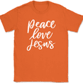 thumbnail image 1 of Peace Love Jesus T-Shirt Christian Jesus Praise Worship God Faith Text Tee - Orange, L, 1 of 1