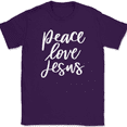 thumbnail image 1 of Peace Love Jesus T-Shirt Christian Jesus Praise Worship God Faith Text Tee - Purple, M, 1 of 1