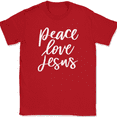 thumbnail image 1 of Peace Love Jesus T-Shirt Christian Jesus Praise Worship God Faith Text Tee - Red, L, 1 of 1