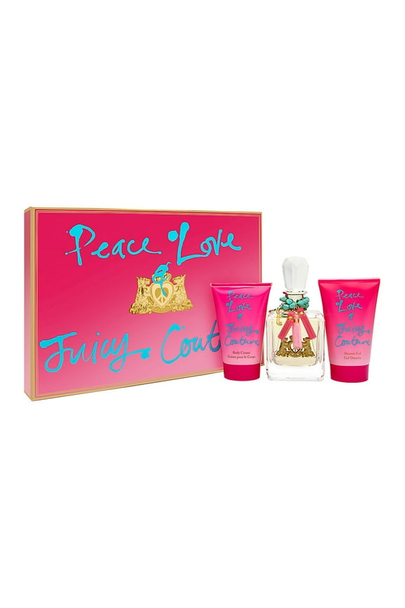 Peace Love & Juicy Couture by Juicy Couture for Women 3 Piece Set Includes: 3.4 oz Eau de Parfum Spray + 4.2 oz Body Creme + 4.2 oz Shower Gel
