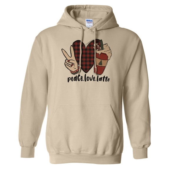 Peace Love Latte Hoodie Sweatshirt Unisex 2X-Large Sand
