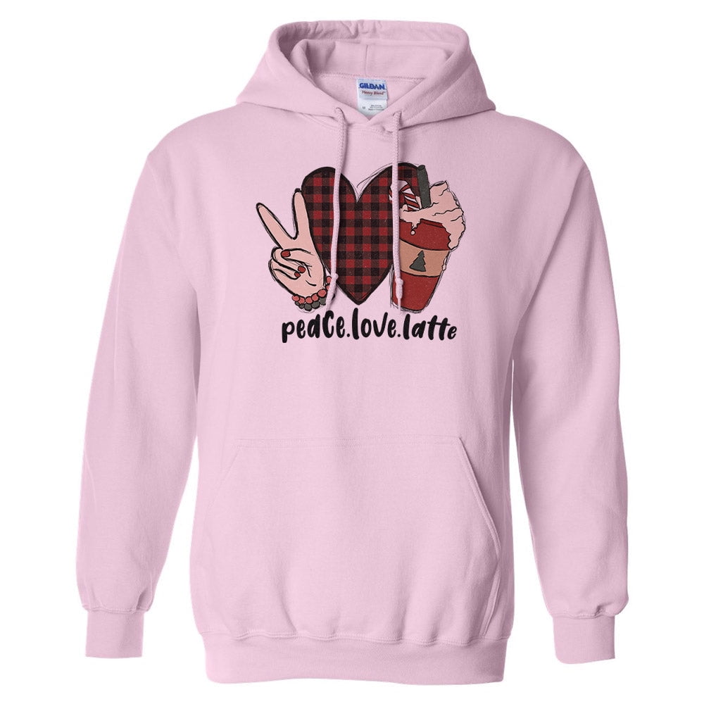 Peace Love Latte Hoodie Sweatshirt Unisex 3X Large Pink