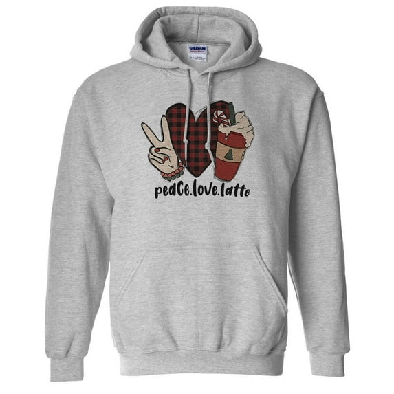 Peace Love Latte Hoodie Sweatshirt Unisex 4X-Large Grey