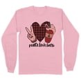 thumbnail image 1 of Peace Love Latte Long Sleeve Shirt Unisex 4X-Large Pink, 1 of 5