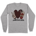 thumbnail image 1 of Peace Love Latte Long Sleeve Shirt Unisex Small Grey, 1 of 5