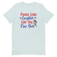 thumbnail image 1 of Peace Love Laughter for the New Year Shirt (Heather Prism Ice Blue, 4XL), 1 of 1
