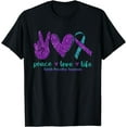thumbnail image 1 of Peace Love Life Suicide Prevention Awareness Purple Ribbon T-Shirt, 1 of 4