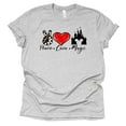 thumbnail image 1 of Peace Love Magic Shirt Adult Women Ladies Character Tshirt (Castle-Gray, Large), 1 of 5