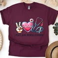 thumbnail image 1 of Peace Love Medical Assistant Shirt | Cute Healthcare Appreciation Tee, Maroon, Size 2XL, 1 of 6