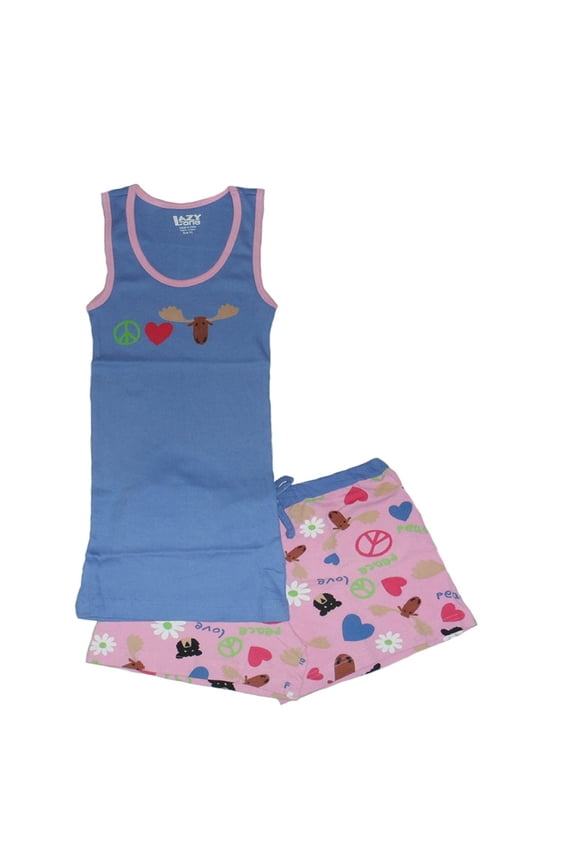, Love, Moose Junior Women's Graphic Print Tank Top/Shorts Pajama Set Size XL