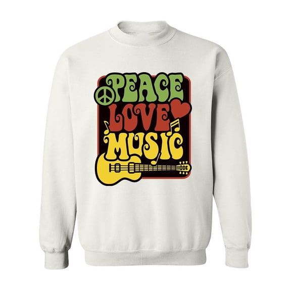 Peace Love Music Slogan Sweatshirt Men -Image by Shutterstock, Male 5X-Large