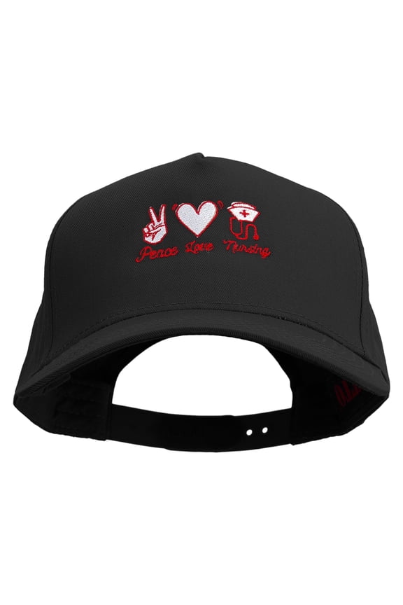 Peace Love Nursing Solid Cotton Twill 5 Panel Prostyle Snap Cap - Black OSFM