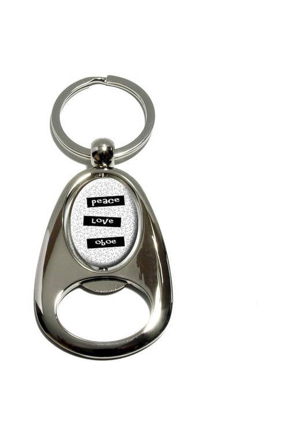 , Chrome Plated Metal Spinning Oval Design Bottle Opener Keychain Key Ring