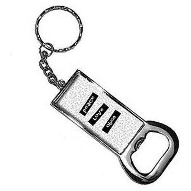 Peace Love Oboe Keychain Key Chain Ring Bottle Bottlecap Opener