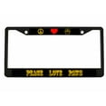 thumbnail image 1 of Peace Love Paws Style Metal License Plate Frame Personalized/Car Accessories Car Tag Holder Cover (Black/Black/Yellow), 1 of 2