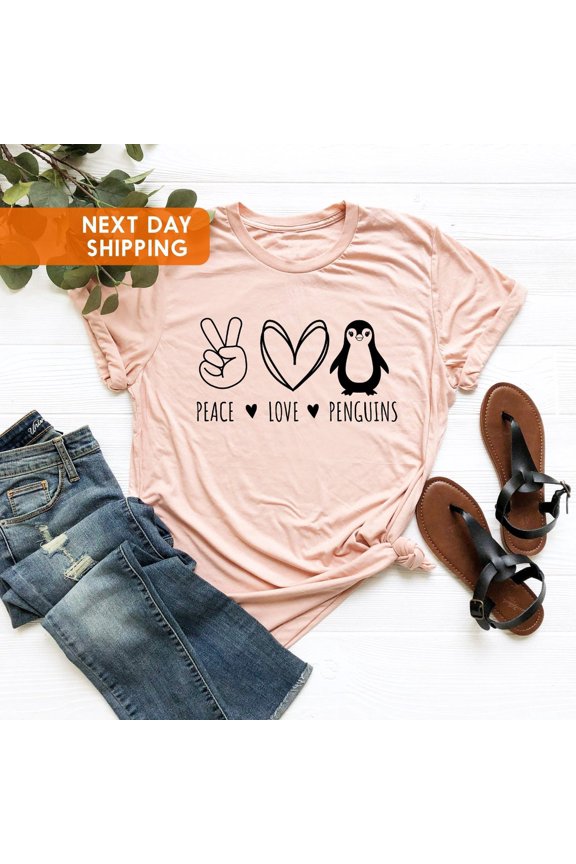 Peace Love Penguin Shirt, Penguin Shirt, Penguin Lover Shirt, Penguin Gift,Peace Love Penguin, Penguin Fan Shirt,Penguin Lover, Her Tshirt All Size S-5XL