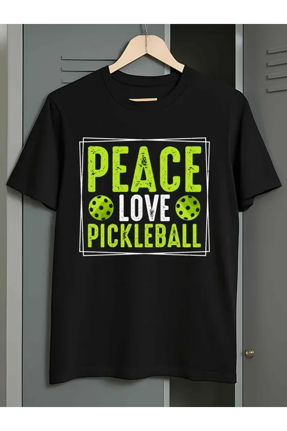 Peace Love Pickleball T-Shirt Retro Vintage Sport Graphic Tee for Men and Women Pickleball Player Gift Funny Athletic Apparel