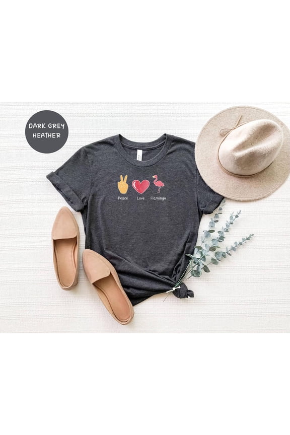 Peace Love Pink Flamingo Bird Lover T-Shirt All Size S-5XL