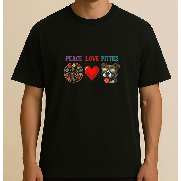 Peace Love Pitties - Funny Sassy Puppy Art T-Shirt