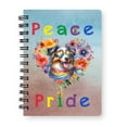 thumbnail image 1 of Peace Love Pride Australian Shepherd with Rainbow Sunglasses LGBT LGBTQ+ Spiral Bound Journal Aussie Dog Lover Gifts 5x7in Spiral Notebook - 01004, 1 of 5