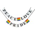 thumbnail image 1 of Peace, Love, Pride Banner - Gay Pride Flag Themed, Rainbow Colored - Gay, Lesbian, LGBT Party Decoration, 1 of 3