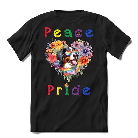 Peace Love Pride Bernese Mountain Dog with Rainbow Sunglasses LGBT LGBTQ  Shirt T-shirt Unisex Merch Berner Lover Gifts - 01004