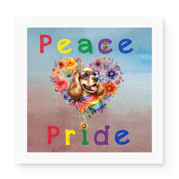 Peace Love Pride Cocker Spaniel with Rainbow Sunglasses LGBT LGBTQ+ Vinyl Sticker Cockers Dog Lover Gifts Waterproof Decal Art Decor - 01004