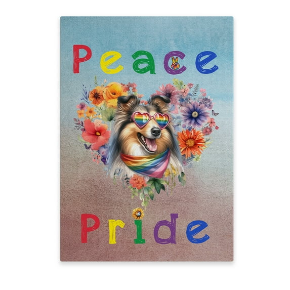 Peace Love Pride Collie with Rainbow Sunglasses LGBT LGBTQ+ Vertical Matte Canvas Poster Collie Dog Lover Gifts Idea Wall Art Home Decor - 01004