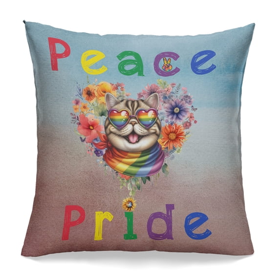 Peace Love Pride Exotic Shorthair with Rainbow Sunglasses LGBT LGBTQ+ Pillowcase Double Sided Cat Lover Kitten Owner Gifts Pillow Case Covers - 01004