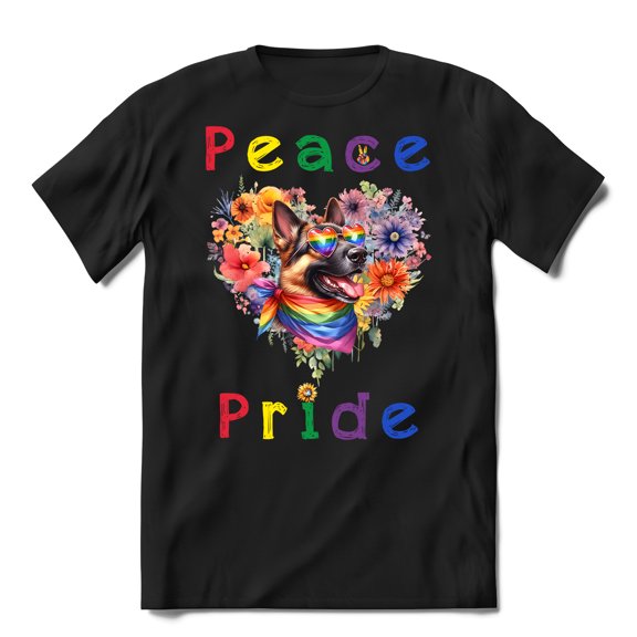 Peace Love Pride German Shepherd with Rainbow Sunglasses LGBT LGBTQ  Shirt T-shirt Unisex Merch Alsatian Dog Lover Gifts - 01004