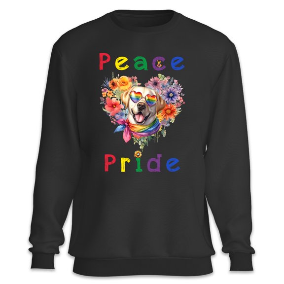 Peace Love Pride Labrador Retriever with Rainbow Sunglasses LGBT LGBTQ  Sweatshirt Unisex Merch Lab Dog Lover Gifts - 01004
