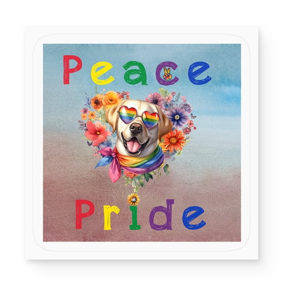 Peace Love Pride Labrador Retriever with Rainbow Sunglasses LGBT LGBTQ+ Vinyl Sticker Lab Dog Lover Gifts Waterproof Decal Art Decor - 01004