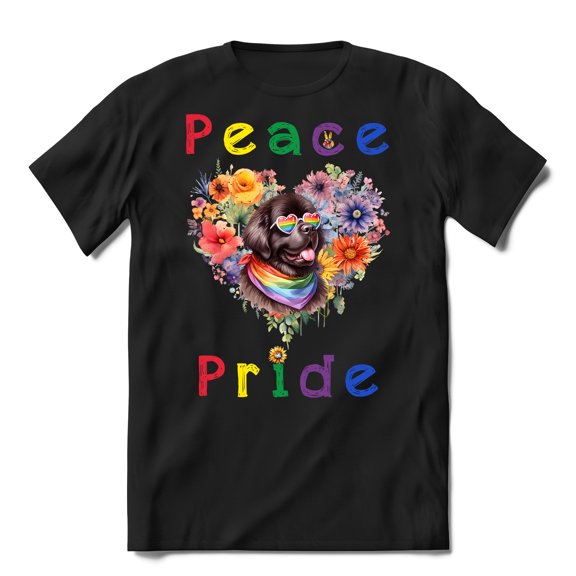 Peace Love Pride Newfoundland with Rainbow Sunglasses LGBT LGBTQ+ Shirt T-shirt Unisex Merch Newfie Dog Lover Gifts - 01004