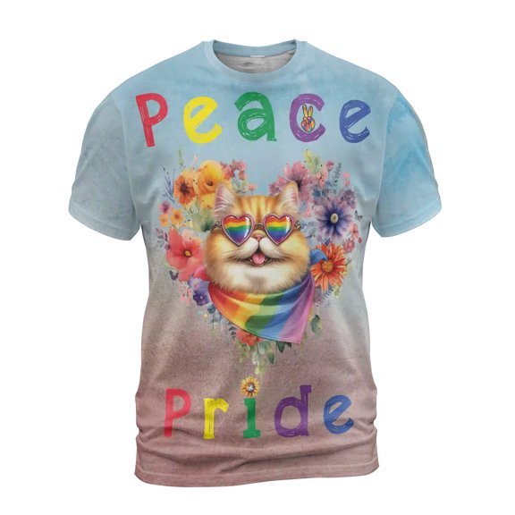 Peace Love Pride Persian with Rainbow Sunglasses LGBT LGBTQ+ All Over Print 3D Shirt Unisex Merch Cat Lover Kitten Owner Gifts - 01004