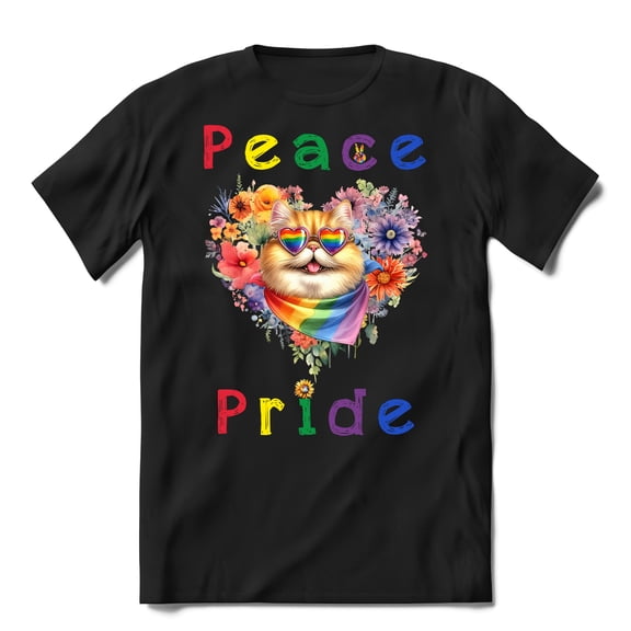Peace Love Pride Persian with Rainbow Sunglasses LGBT LGBTQ+ Shirt T-shirt Unisex Merch Cat Lover Kitten Owner Gifts - 01004