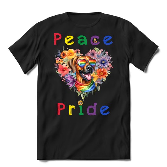 Peace Love Pride Rhodesian Ridgeback with Rainbow Sunglasses LGBT LGBTQ+ Shirt T-shirt Unisex Merch Ridgebacks Dog Lover Gifts - 01004
