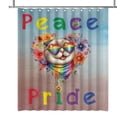 thumbnail image 1 of Peace Love Pride Scottish Fold with Rainbow Sunglasses LGBT LGBTQ+ Shower Curtain Cat Lover Kitten Owner Gifts Waterproof Bathroom Bathtub Curtain - 01004, 1 of 5