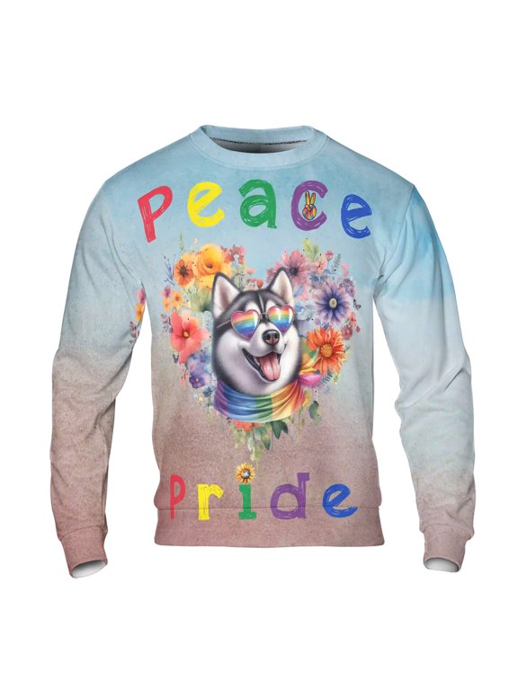 Peace Love Pride Siberian Husky with Rainbow Sunglasses LGBT LGBTQ+ All Over Print 3D Sweatshirt Unisex Merch Husky Dog Lover Gifts - 01004