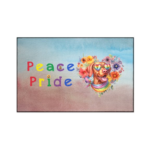 Peace Love Pride Vizsla with Rainbow Sunglasses LGBT LGBTQ+ Indoor Rug Vizslas Dog Lover Gifts Idea Carpet Living Bed Room Sofa Home Decor - 01004