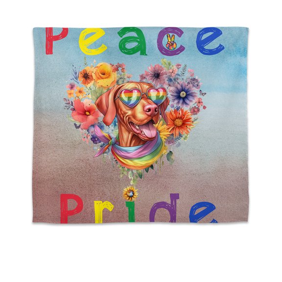 Peace Love Pride Vizsla with Rainbow Sunglasses LGBT LGBTQ+ Tapestry Vizslas Dog Lover Gifts Idea Wall Hanging Backdrop Home Decor - 01004