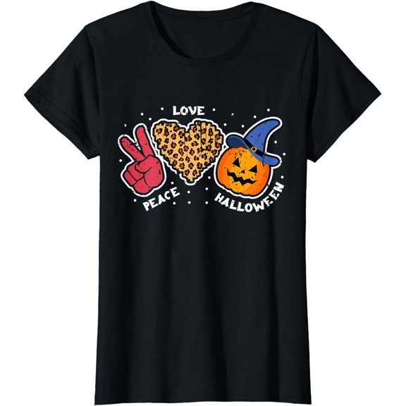 Peace Love Pumpkin's Leopard Print Funny Halloween T-Shirt