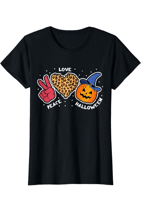 Peace Love Pumpkin's Leopard Print Funny Halloween T-Shirt
