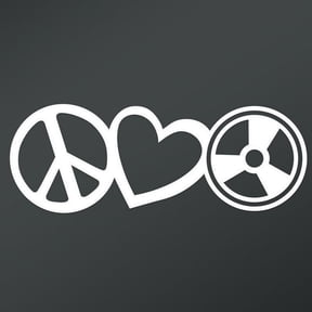 Peace Love Radiation Vinyl Decal Sticker | Cars Trucks Vans Walls Laptops Cups | White | 7.5 X 2.75 Inch | KCD1683