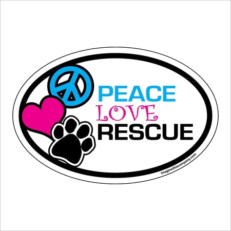 Peace Love Rescue Oval Magnet