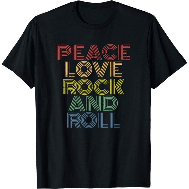 Peace Love Rock And Roll T-Shirt Distressed Rock Concert Tee Peace Love Rock And Roll T-Shirt Distressed Rock Concert Tee